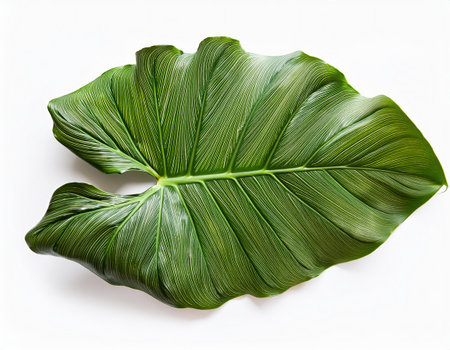 Monstera leaves isolated on white background. Flat lay, top view.の素材