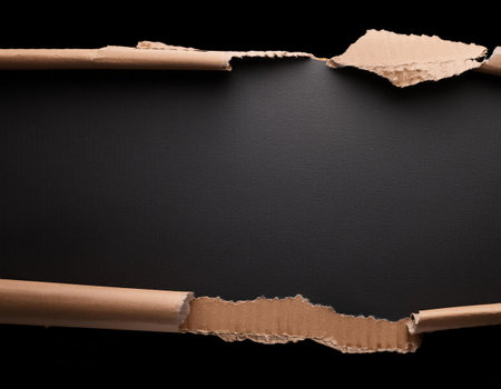 Torn paper with space for your message on a black background.の素材