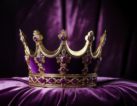low key image of beautiful queen/king crown. vintage filtered. fantasy medieval periodの素材