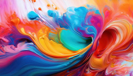 Colorful paint mixing in water. Abstract background of colorful acrylic paintの素材