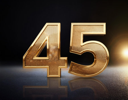 black background. 3d illustration. Golden number.の素材