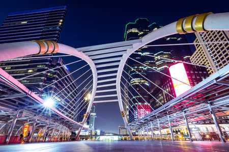 Chong Nonsi skywalk at Sathorn road, Business center of Bangkok,Thailand.の写真素材