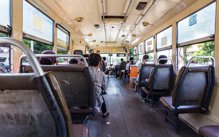 Bangkok,Thailand-April 21,2018 :People on the bus. Bangkok Transportationのeditorial素材