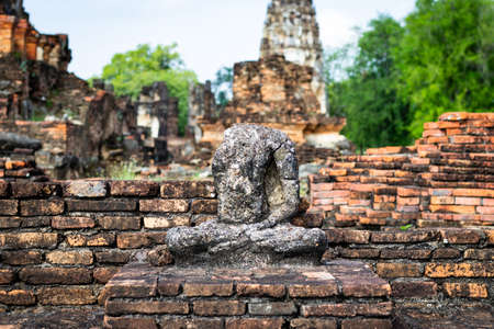 Ancient buddha statue at Sukhothai Historical parkの写真素材