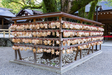 Nagoya,Japan - October 23,2019 - Ema, wooden wishing plaques at Atsuta Shrine.のeditorial素材