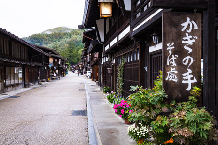 NAGANO, JAPAN - October 19, 2019 : Narai (Narai-juku)  on the Nakasendo trail, Nagano Prefecture, Japan.のeditorial素材