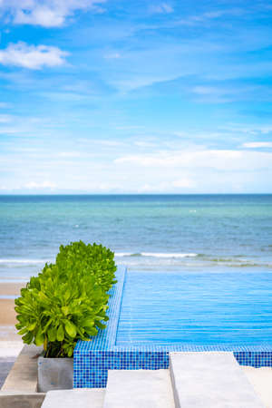 Luxury swimming pool at tropical resort