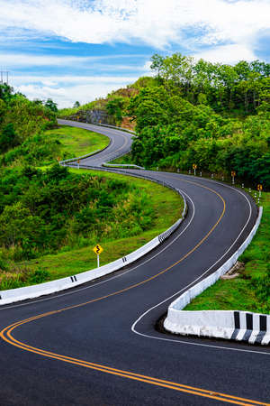 Road No.3 in Pua District, Nan Province, THAILAND.の写真素材