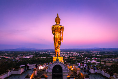 Nan, Thailand - Dec 31, 2021 : Beautiful sunset at Wat Phra That Khao Noi, Nan  province, Thailand.のeditorial素材