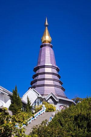 Phra Mahathat Napametanidon, Chedi of the King in Doi Inthanon National Park.の写真素材