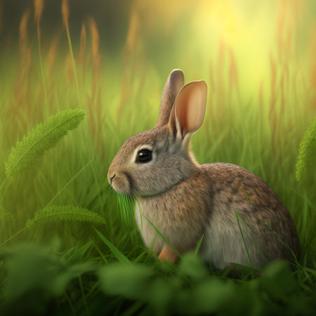 Easter bunny in the grass. Generative AIの写真素材