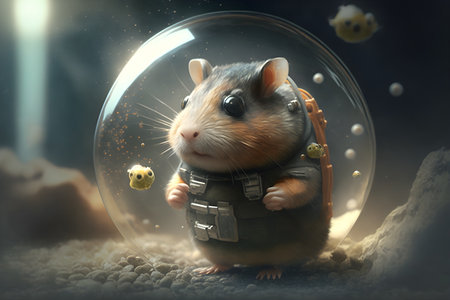 cute hamster in space suit, generative aiの素材