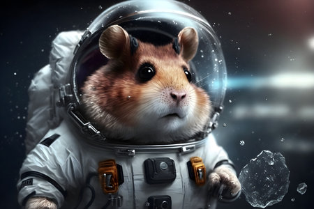cute hamster in space suit, generative aiの素材