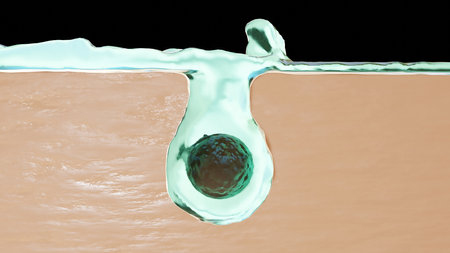 3d Illustration of Skin Layer Water Cleaning ,Cleansing foam Cream, Skin layer, or lotion, or milk,...