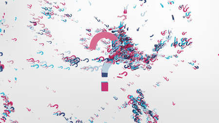 3d illustration of colorful question mark icons, Problems and solutions, Quest sign, searching,...