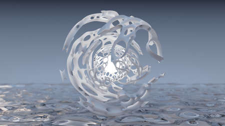 wavy abstract art 3d sphere, Motion design template, Dynamic composition, Oddly satisfying, glossy circle shapes, Organic wavy sphere, 3d renderの写真素材