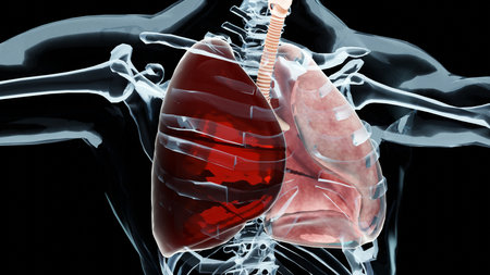 3d Illustration of Hemothorax, Normal lung versus collapsed, symptoms of Hemothorax, pleural effusion, empyema, complications after a chest injury, air in the pleural space, 3d Ren