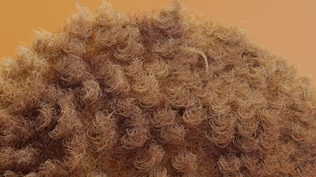 long-haired fur pompon, ball of hair, cotton wool, fluffy ball, colorful furry sphere, close-up fragment, Abstract brown dog fur, soft wool texture, Kitten hair, fabric texture, 3dの写真素材