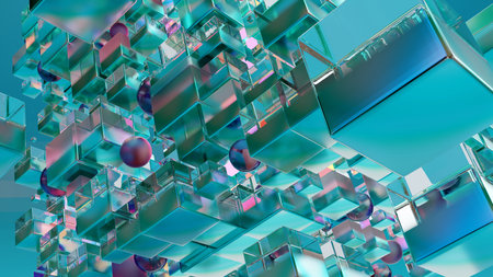 Sci fi technology background, Abstract cubic pattern, 3d solid geometry, geometric cubes and...