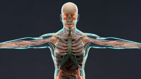 3d illustration of Human anatomy, muscles, organs, bones. Creative color palettes and designer...