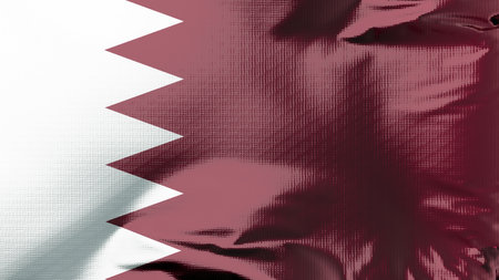 Flag of Qatar Waving in the wind, Qatar National flag wave, fabric texture, close-up, Realistic Animation, 3d renderの写真素材