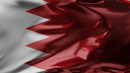 Flag of Bahrain Waving in the wind, Bahrain National flag wave, fabric texture, close-up, Realistic...