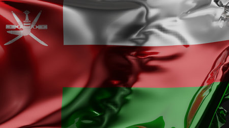 Flag of Oman Waving in the wind, Oman National flag wave, fabric texture, close-up, Realistic, 3d renderの写真素材