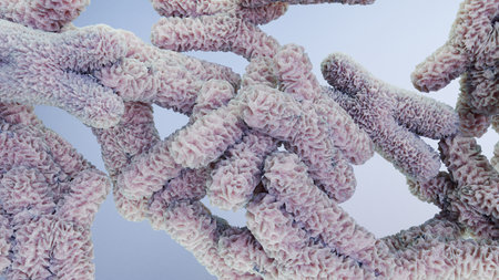 Helicobacter pylori bacterium, 3D illustration