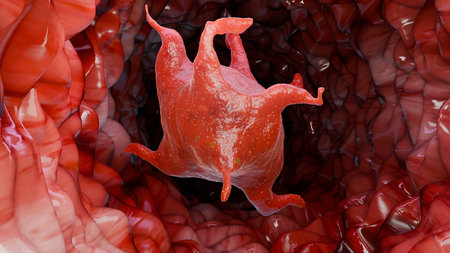 Platelets anatomy, blood cell, thrombocytes in blood vessel under microscope, healing wounds,...