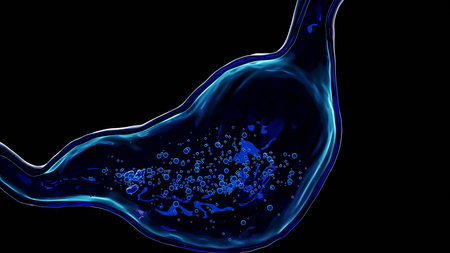 Blue water splash isolated on black background. 3d render illustration.