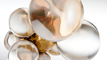 golden capsules on a white background. 3d rendering, 3d illustration.の写真素材