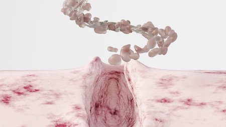 3D illustration of a white marble slab with pink flowers in it