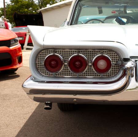 A Trio of Taillight in a Old Carの写真素材