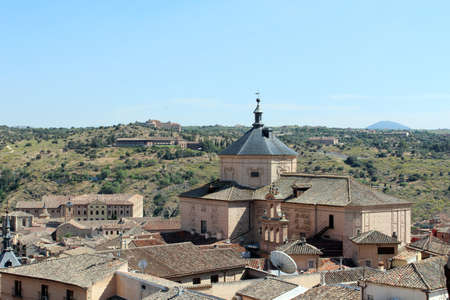 Aerial view of the Spanish city of Toledo, churches and domed roofsの写真素材