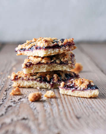 Handmade cookies lying on a wooden background. Selective focusの写真素材