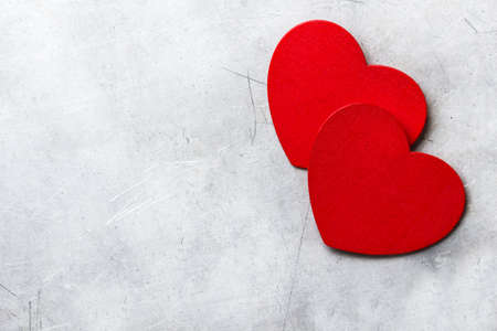Valentines day concept red hearts. Copy space background for your love text message, postcard, greetingの写真素材