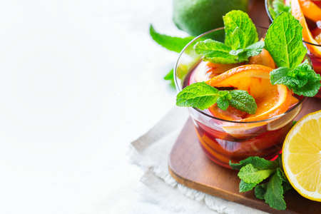 Fresh cool citrus lemonade infused waterの写真素材