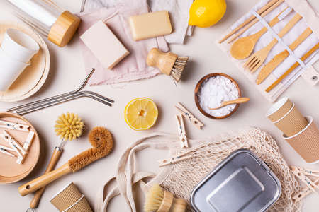 Zero waste set of plastic free and reusable kitchen utensils