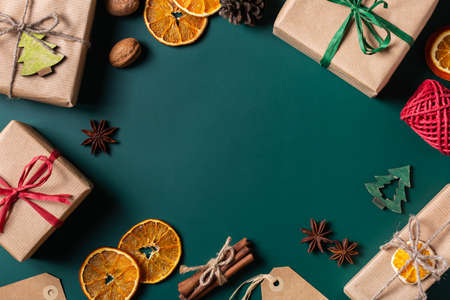 Christmas concept, handmade eco friendly gift boxes