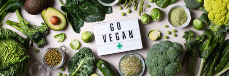 Variety of green vegetables, local food, seasonal produceの写真素材