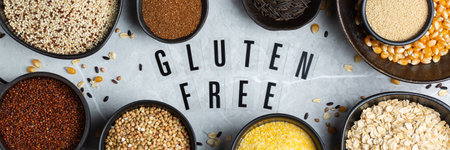Gluten free cereals as corn, amaranth , quinoa, buckwheat , teff, riceの写真素材