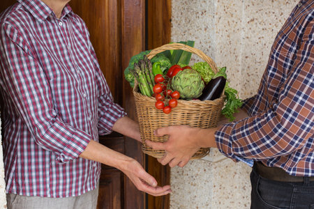 Local food, organic produce, farmer vegetables deliveryの写真素材