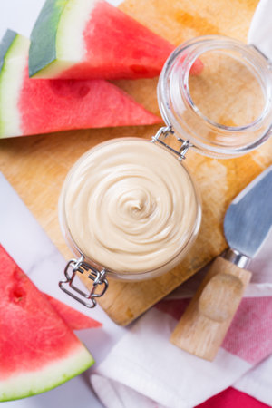 Organic watermelon seed butter, spread rich in antioxidantsの写真素材