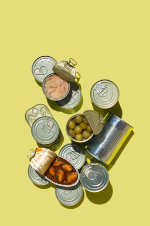 Assortment of Tinned fish, canned foodの写真素材