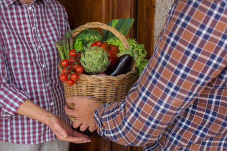 Local food, organic produce, farmer vegetables deliveryの写真素材