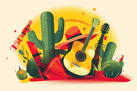 Cinco de Mayo festive holiday fiesta illustration, AI generatedの素材