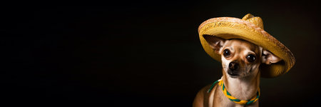 Dog in mexican sombrero, Cinco de Mayo holiday, AI generatedの素材