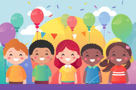 Happy World Childrens Day Concept. AI Generatedの素材