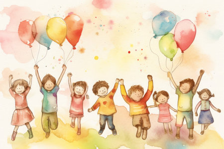 Happy World Childrens Day Concept. AI Generatedの素材