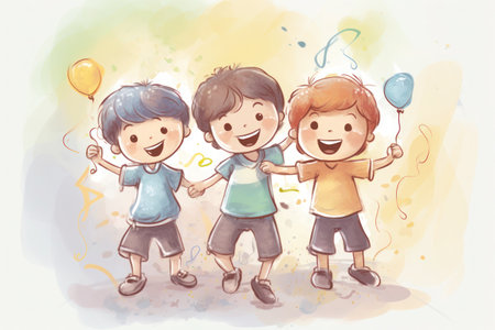Happy World Childrens Day Concept. AI Generatedの素材